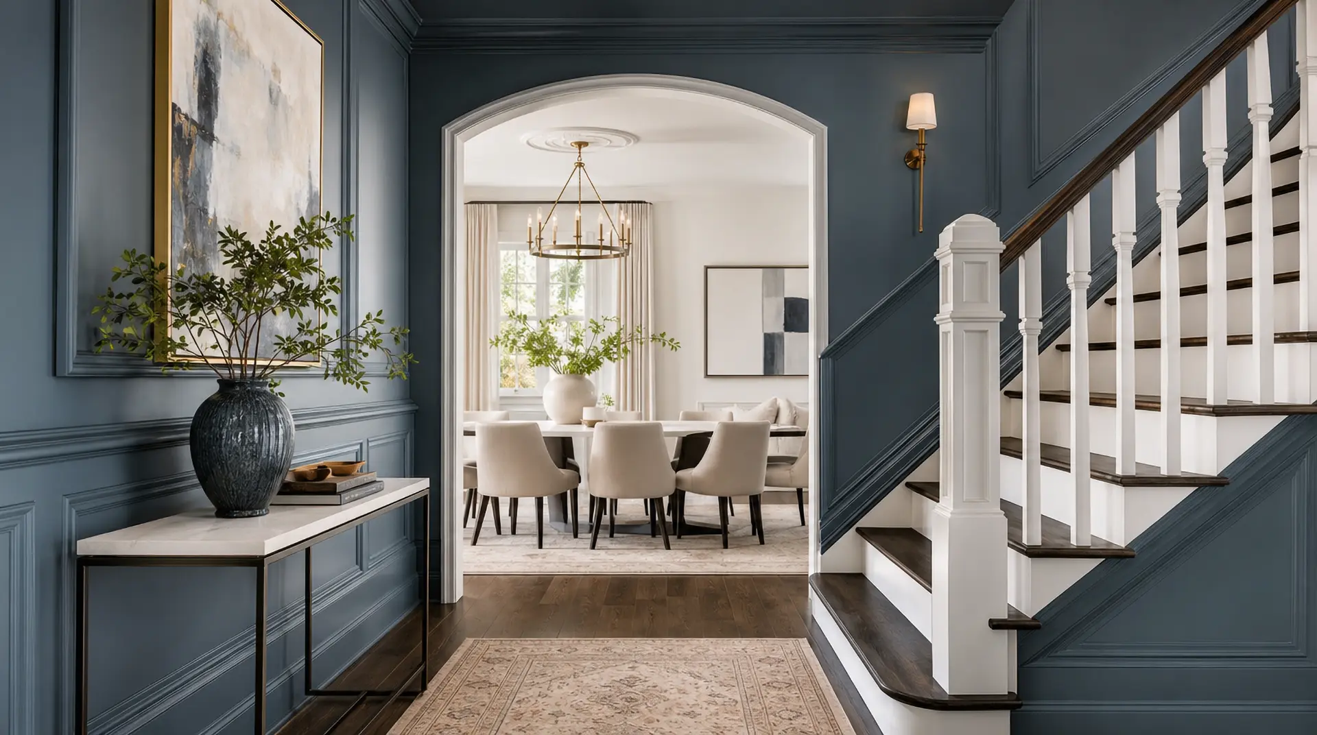 Accent and detailing painting — spindles, trim, and accent walls