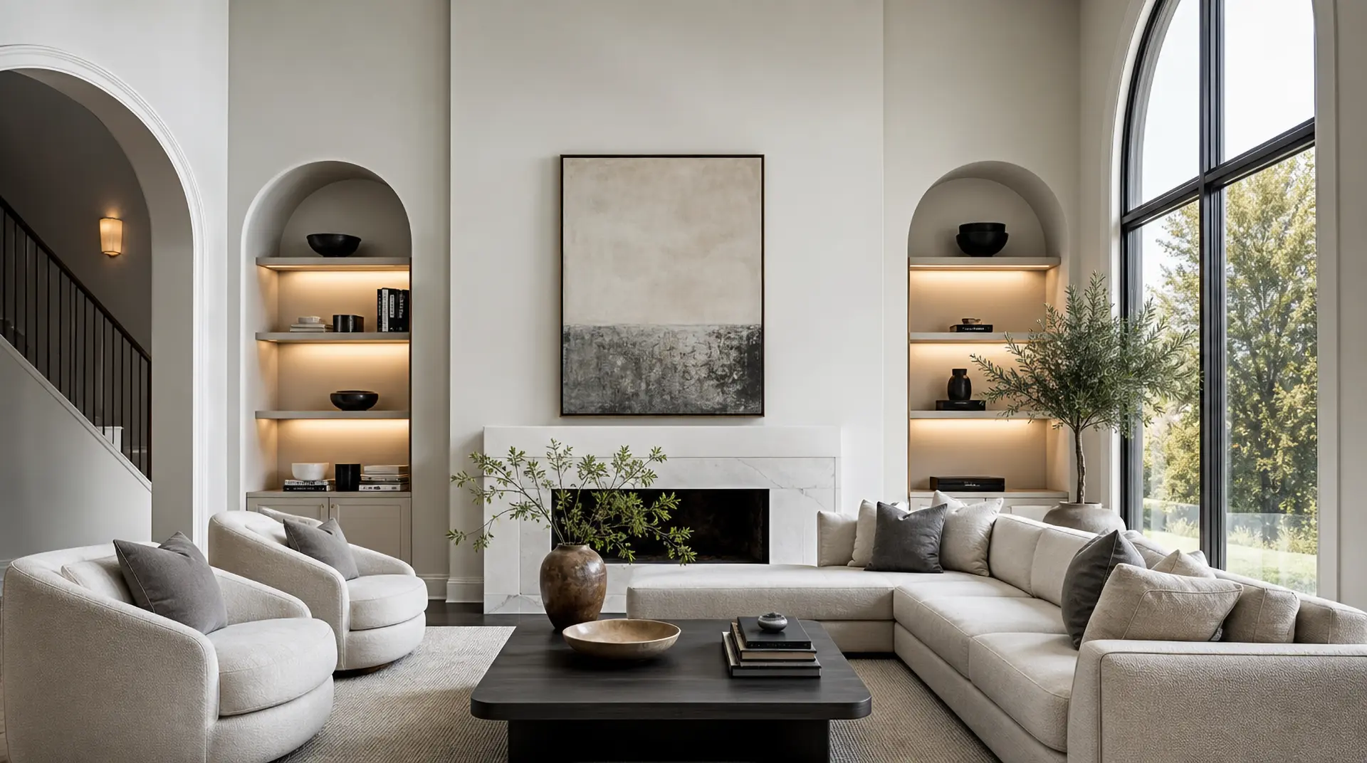 Interior painting in a Cleveland home — living room walls painted