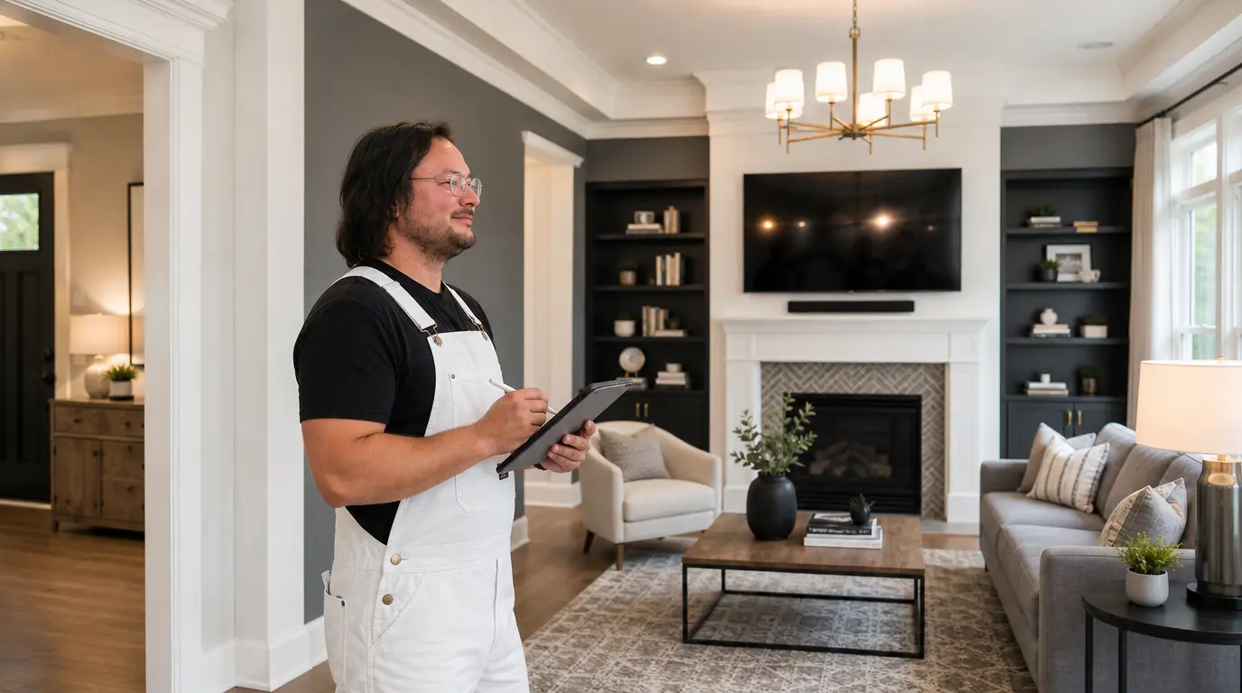 Professional interior painting in a Cleveland home living room