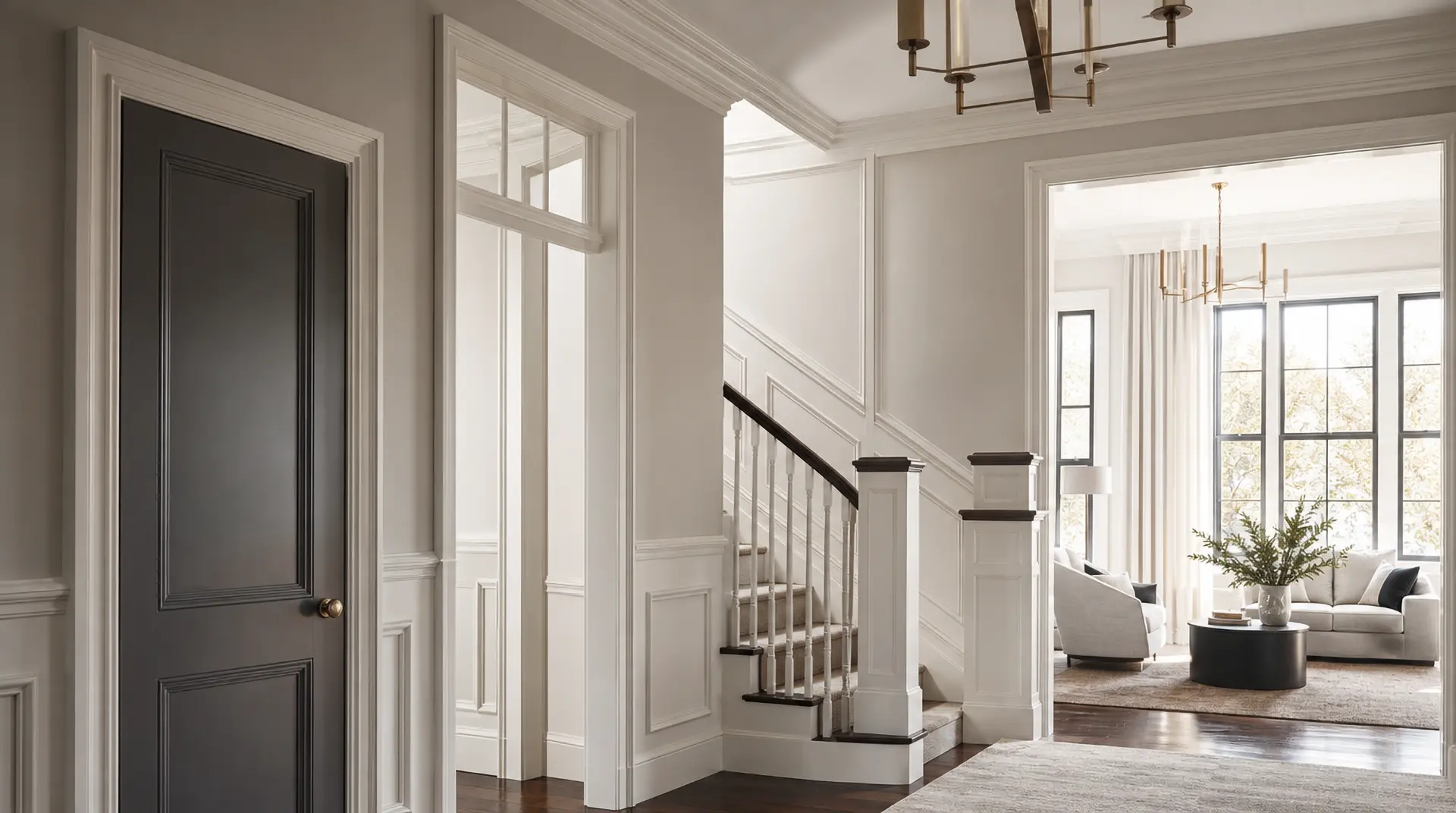 Professional spray application painting for doors and trim